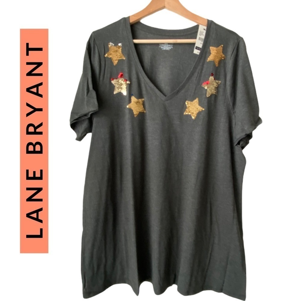 Lane Bryant Sequin Stars T-shirt NWT - Picture 2 of 7